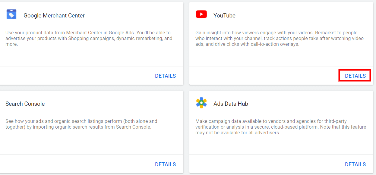 Conectar YouTube com Google Ads 